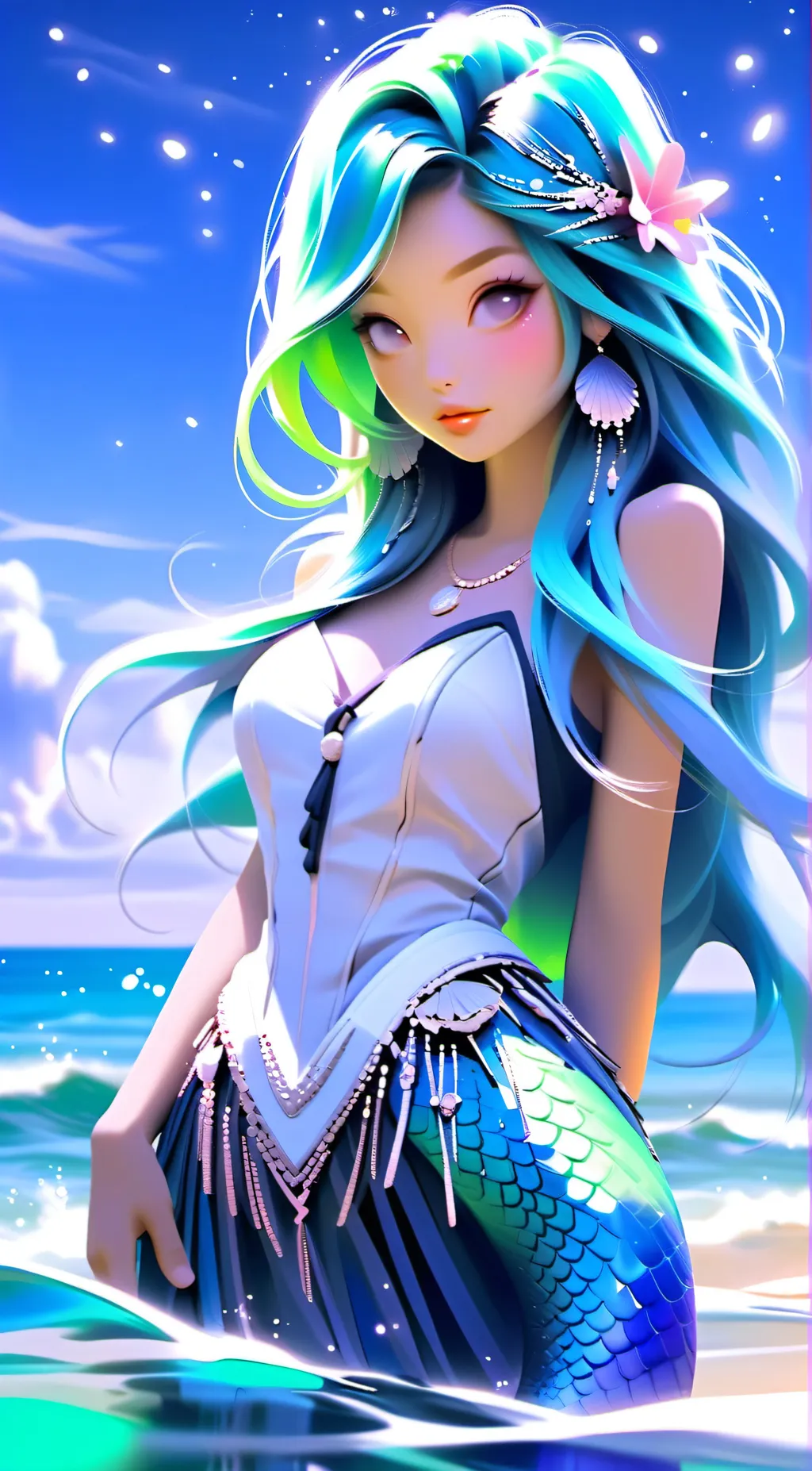 ai character: Aurelia Aqua background