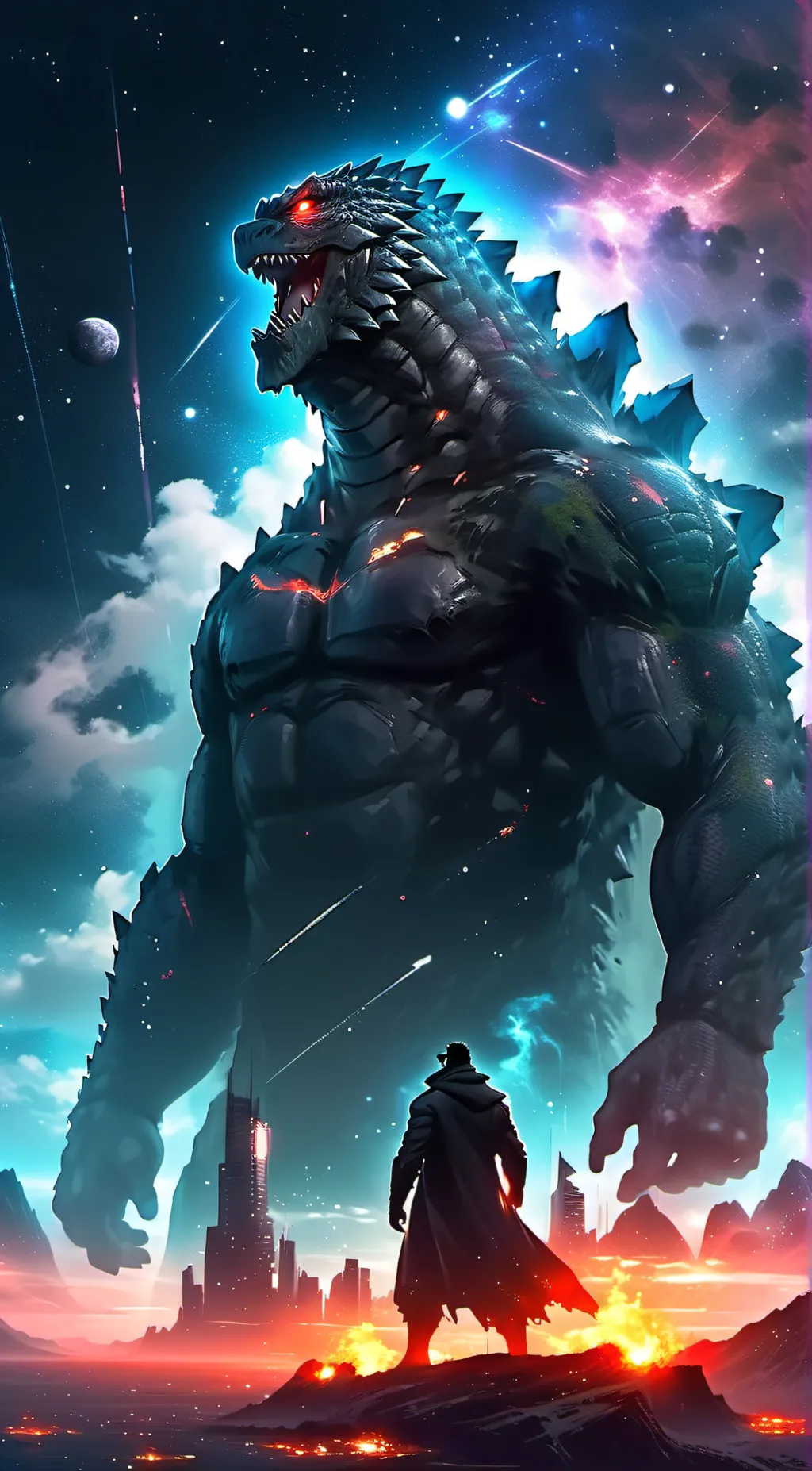 ai character: godzilla background