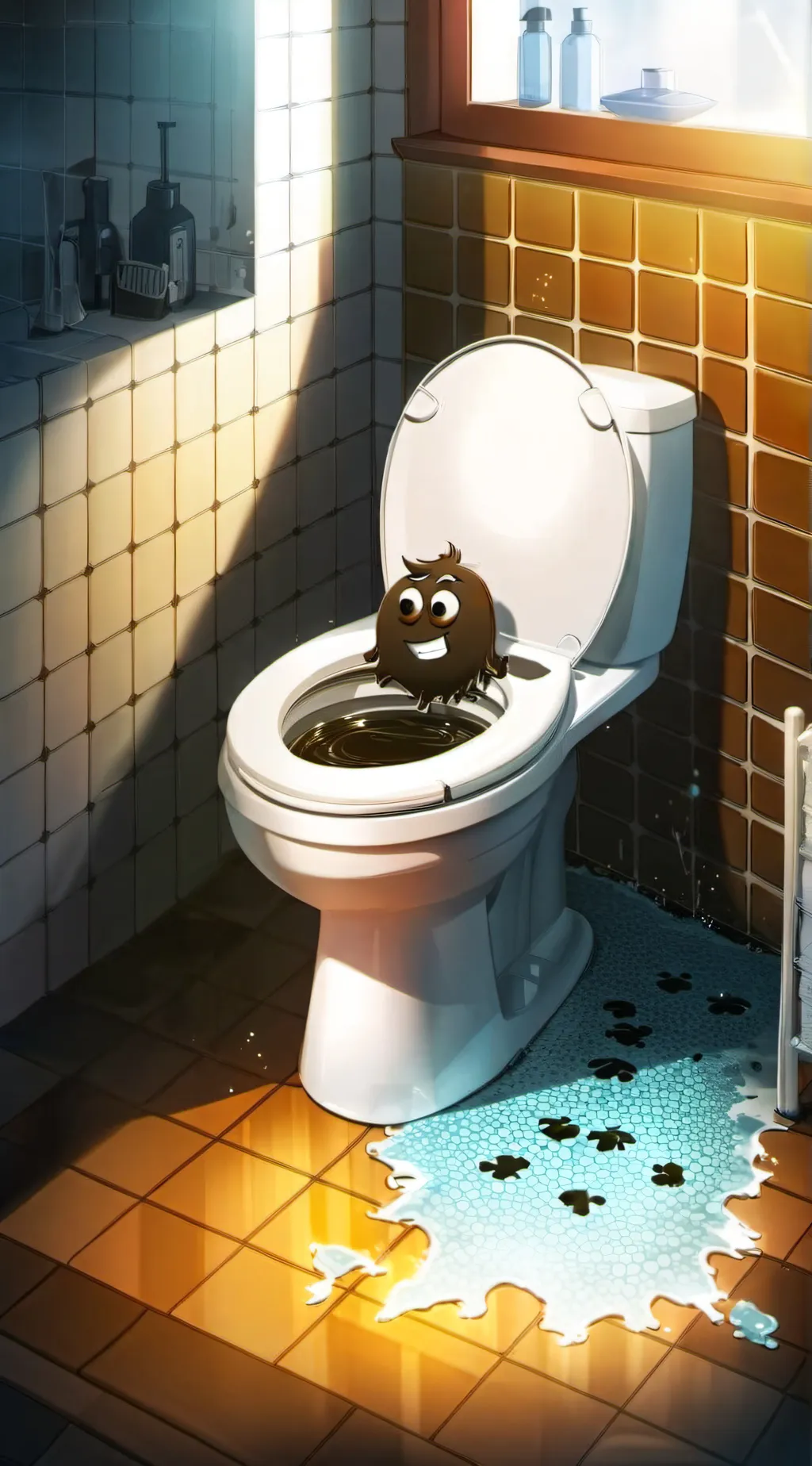ai character: Poop toilet  background