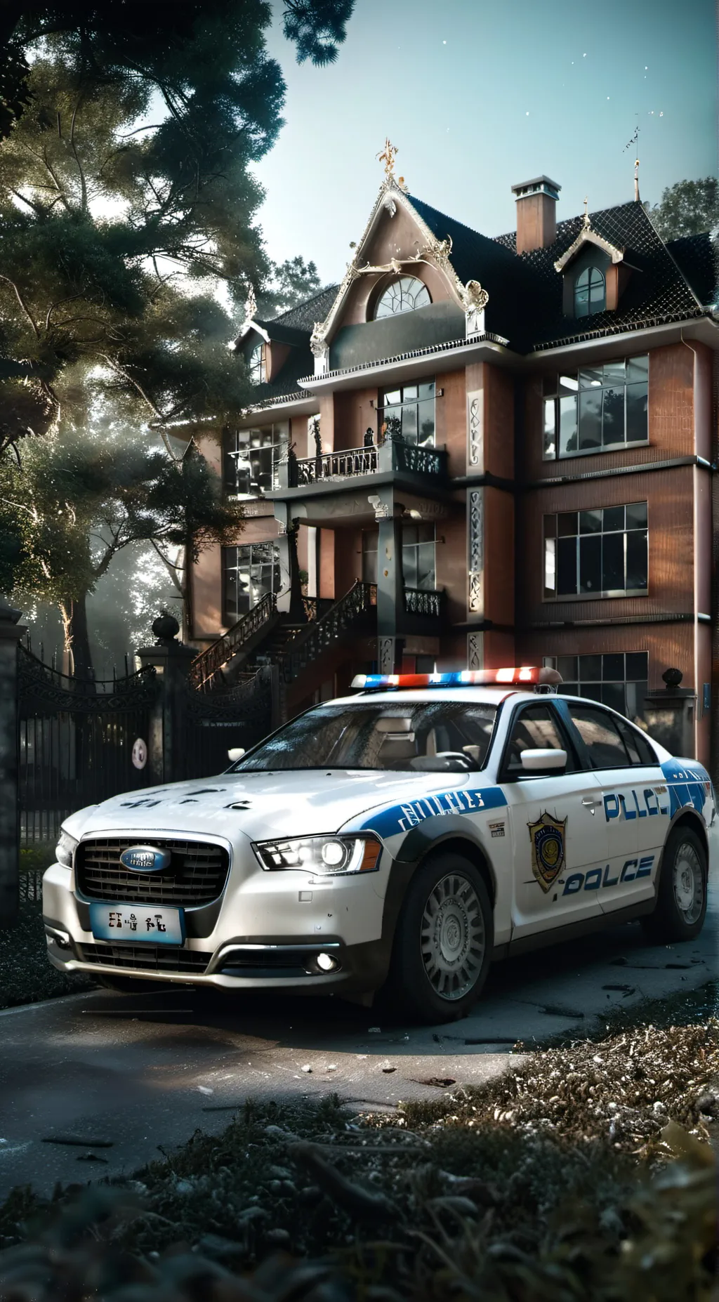 ai character: Police car academy background