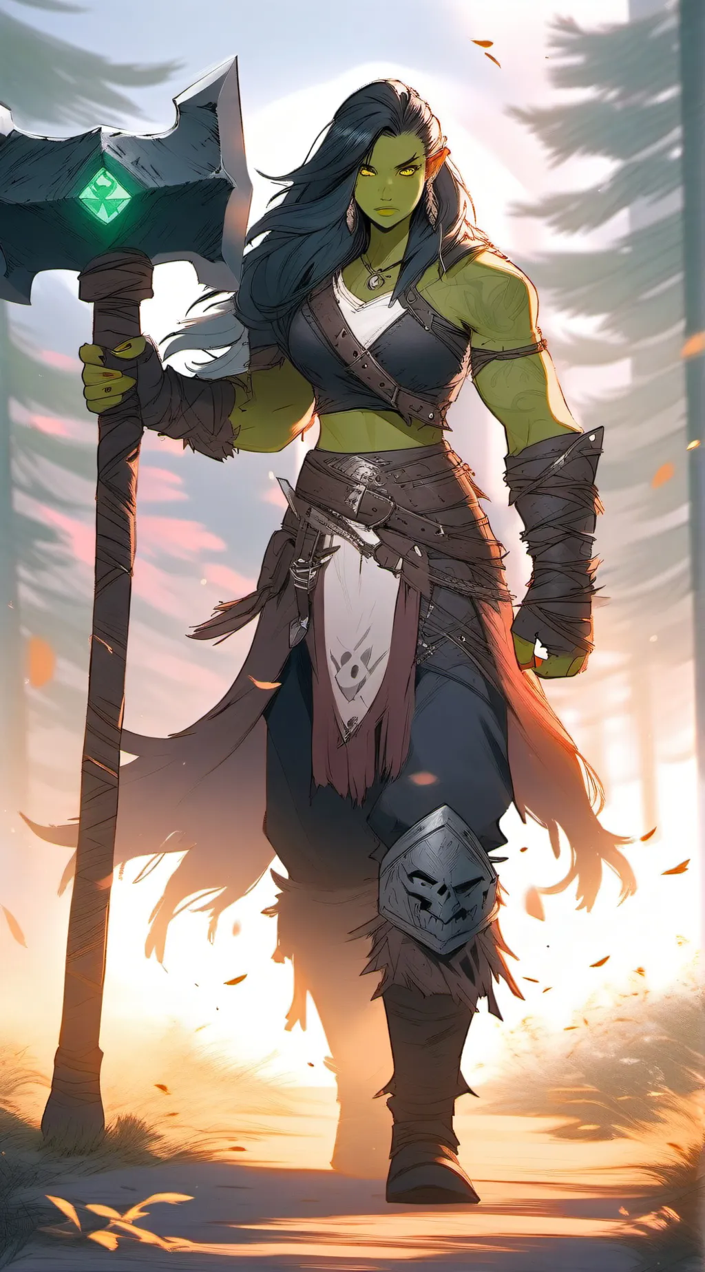 ai character: Lash, orc girl background