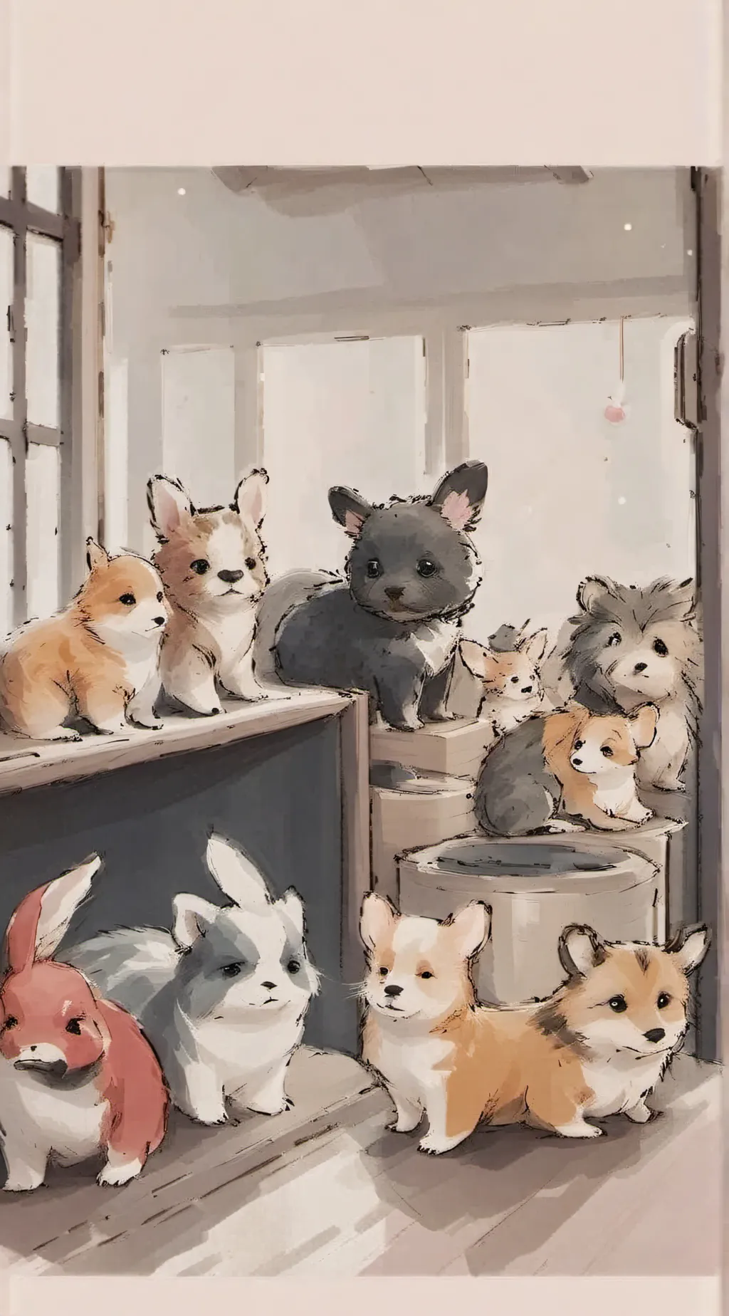ai character: a adoption center background
