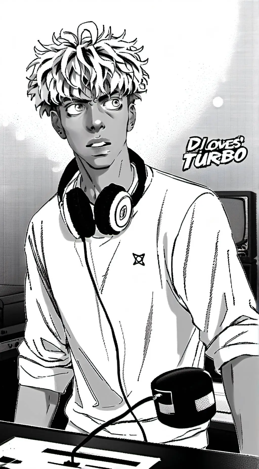 ai character: Dj loves turbo background