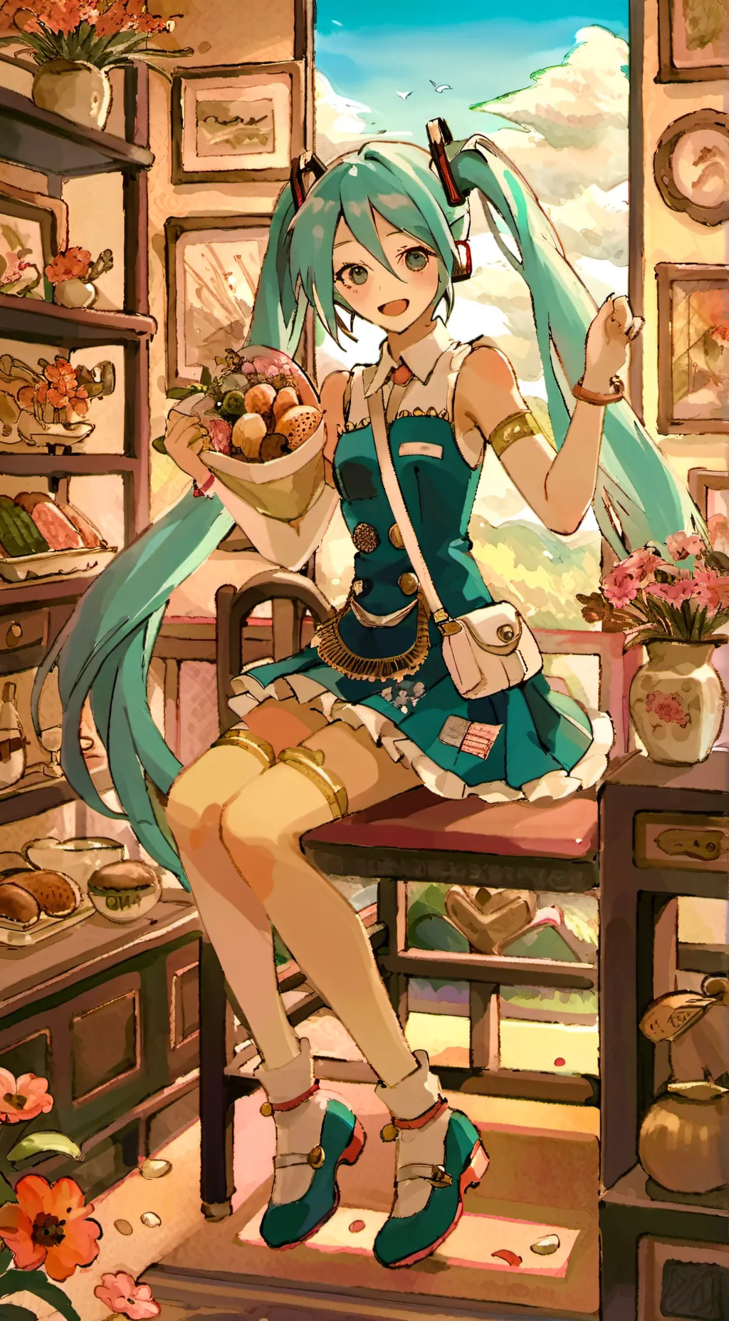 ai character: Hatsune Miku  background