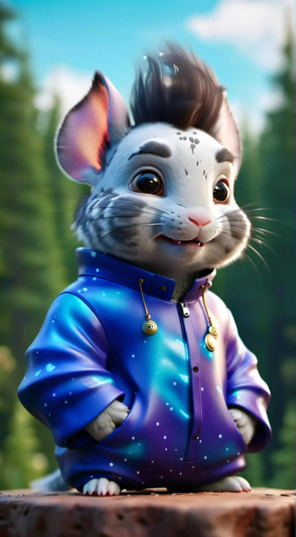 ai character: wierd chinchilla  background