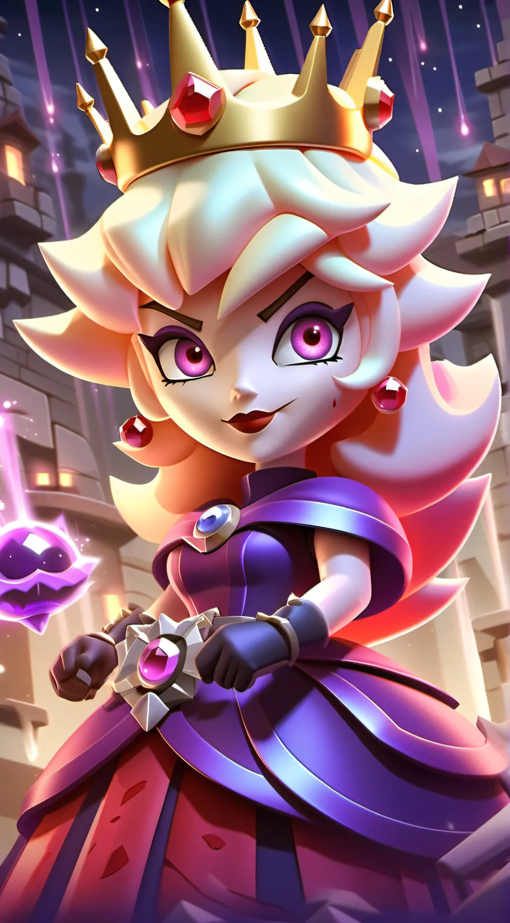 ai character: Shadow Queen Peach background