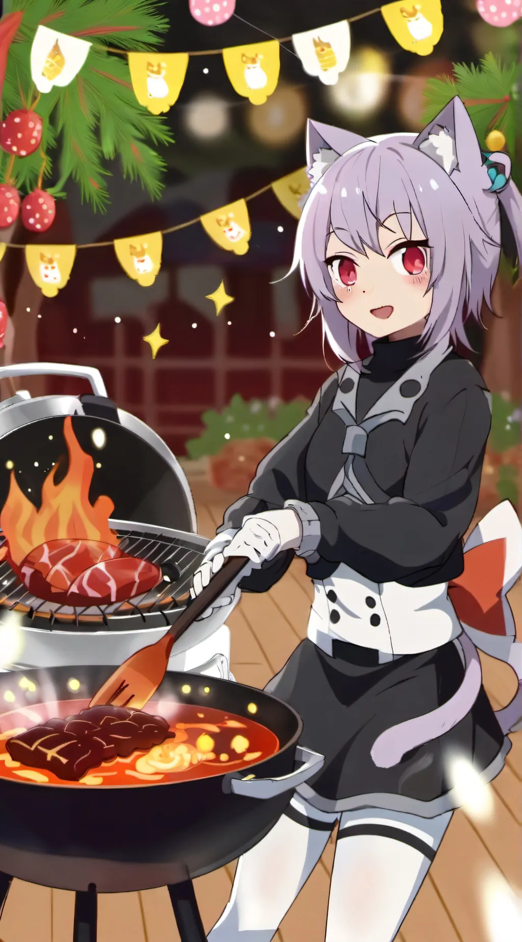 ai character: Bbq kitten girl background