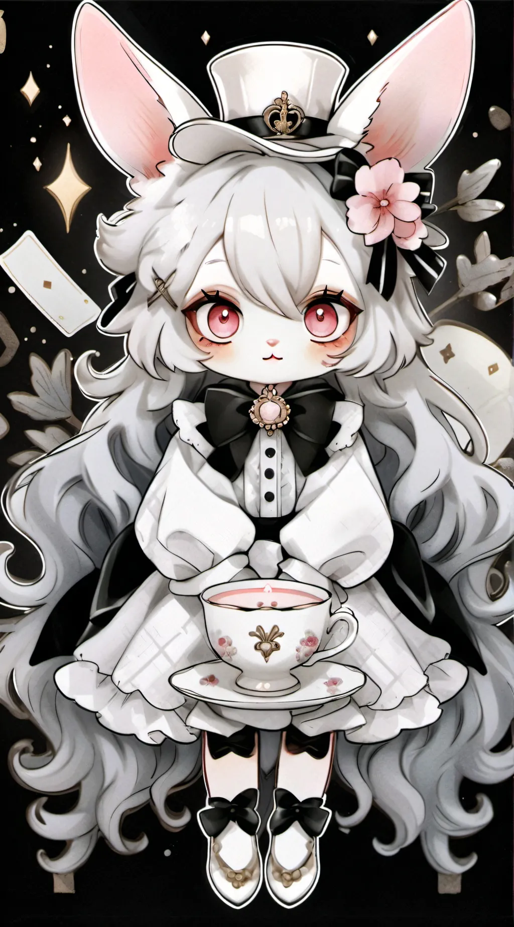 ai character: Tea bunny  background