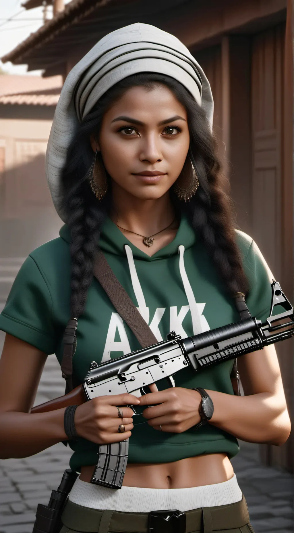 ai character: Farah Karim  background