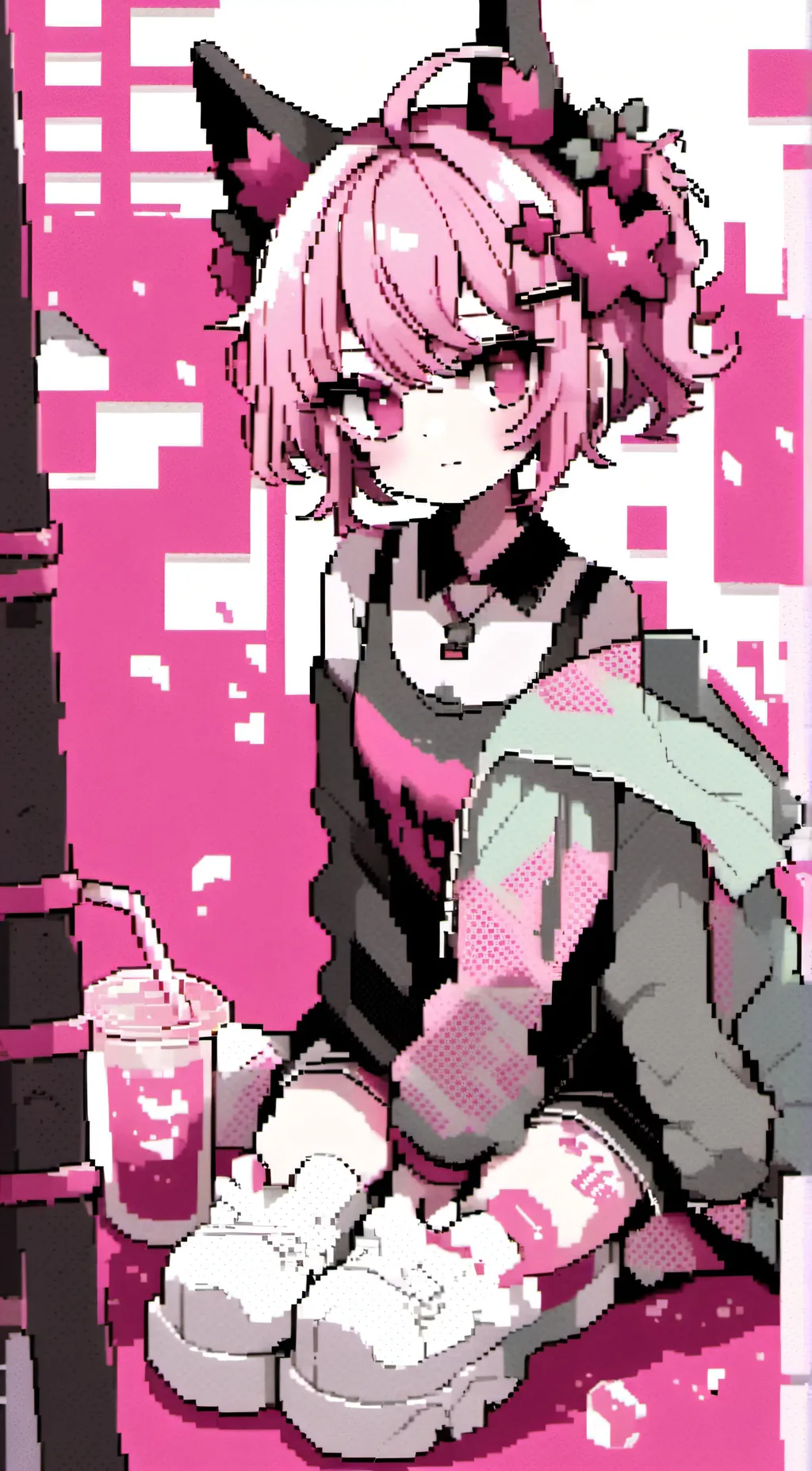 ai character: Aria/cat girl background