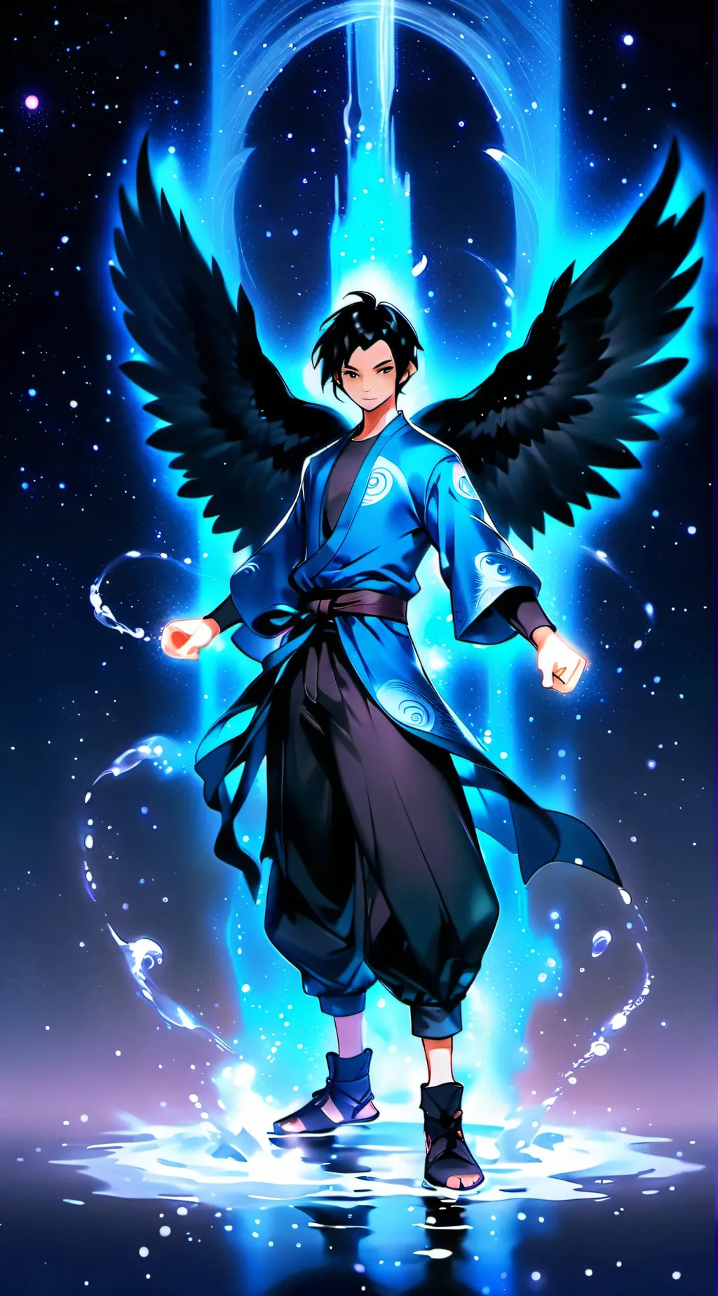 ai character: wave background