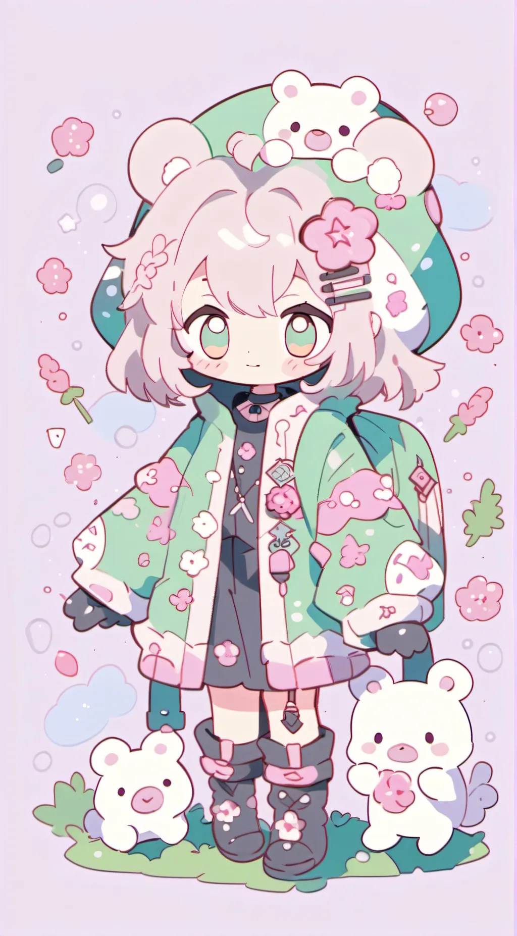 ai character: smiling critters background