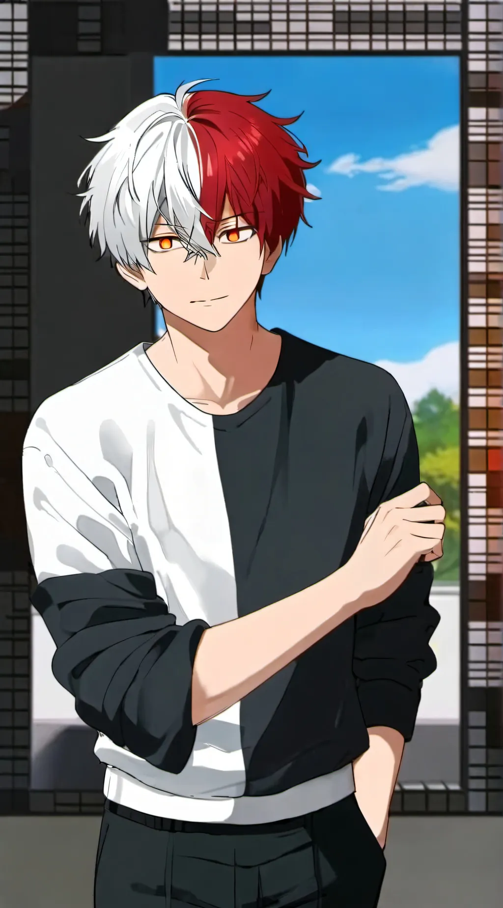 ai character: ToDoRoKi❤🤍:D  background