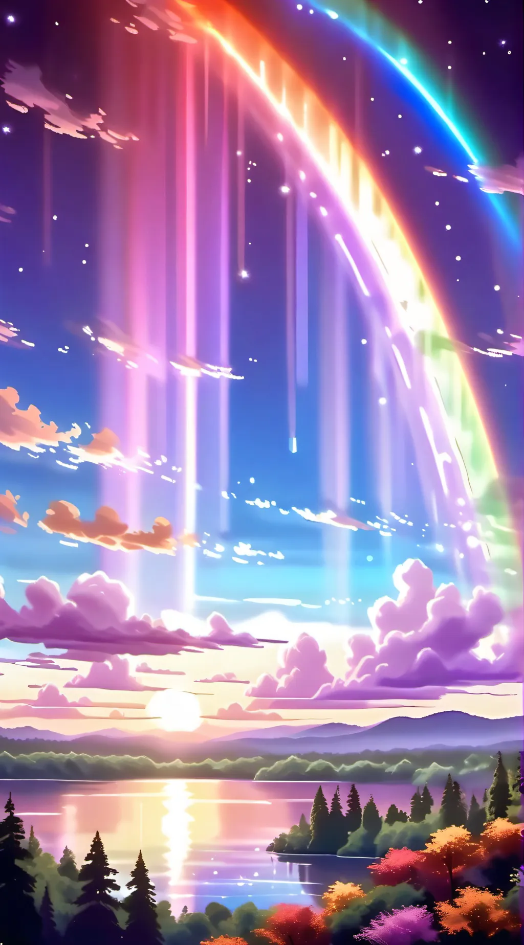 ai character: rainbow e background