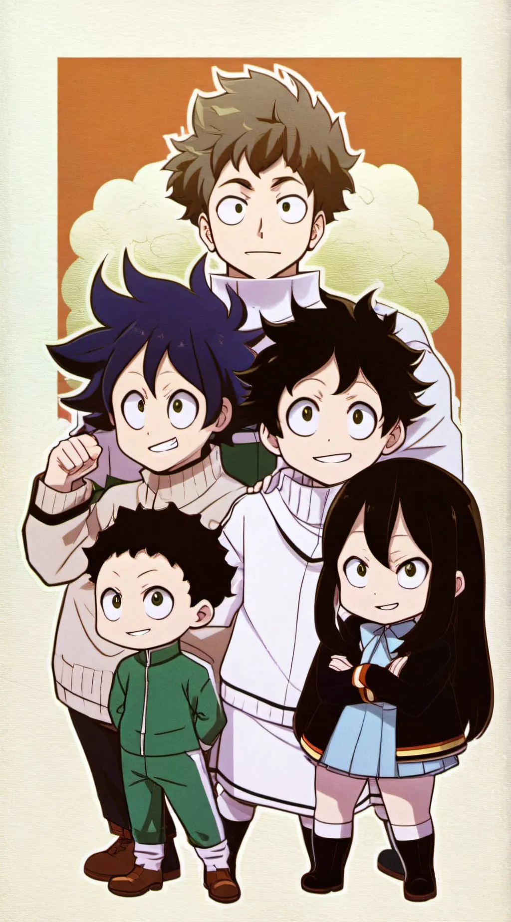 ai character: My hero family. background