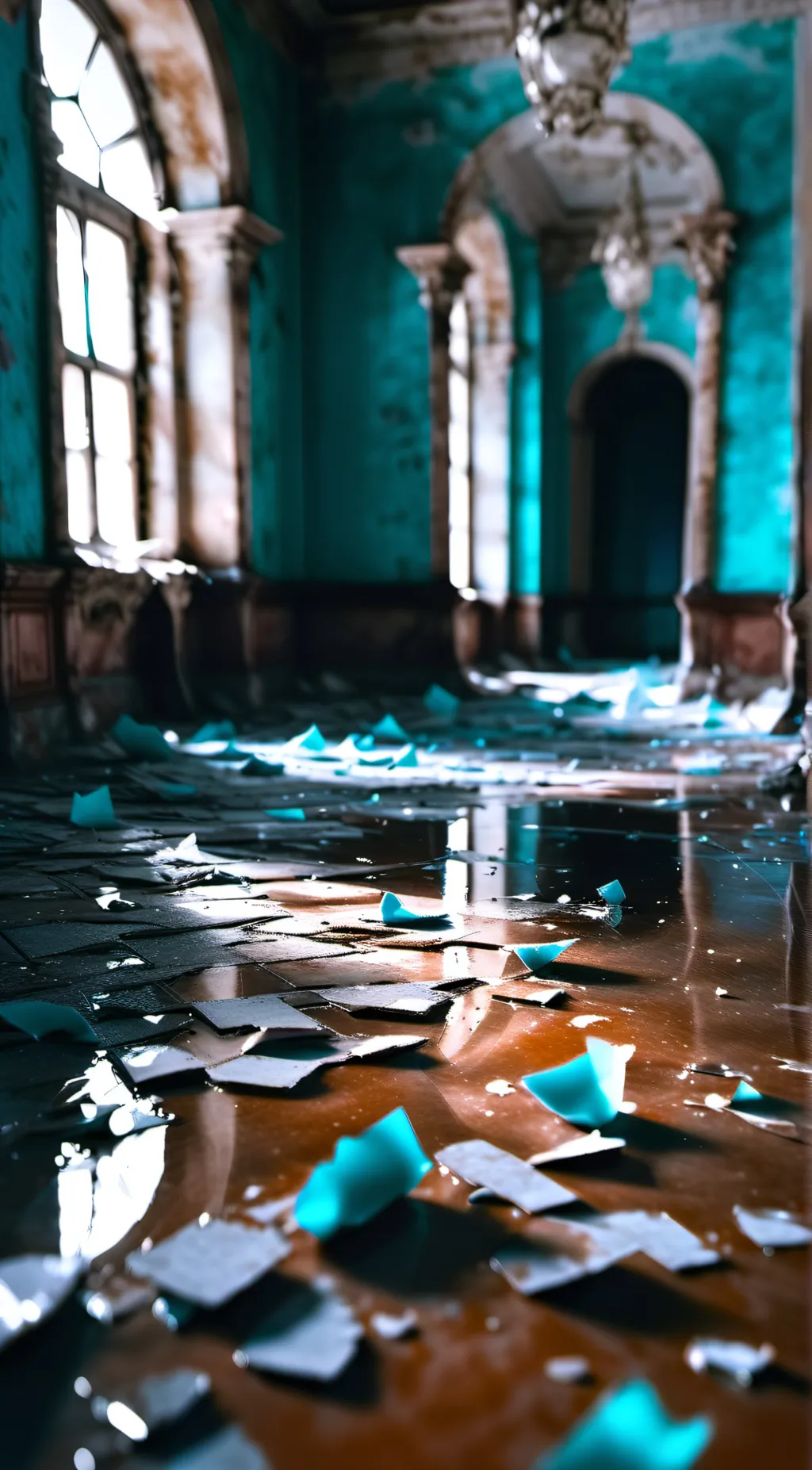 ai character: abandoned mansion  background