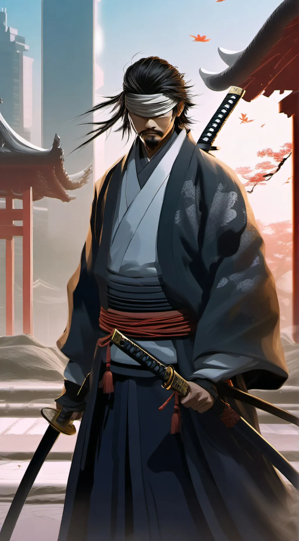 ai character: gray a blind samur background