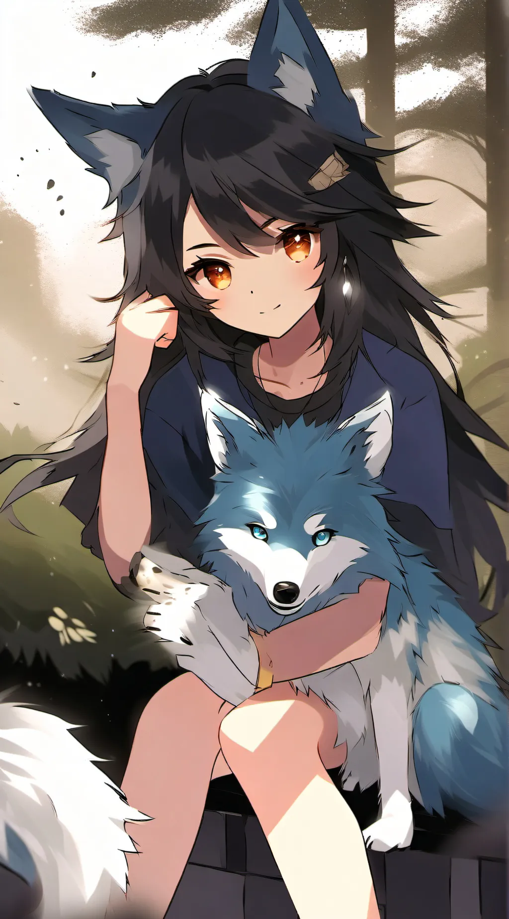 ai character: Girl loves wolfs background