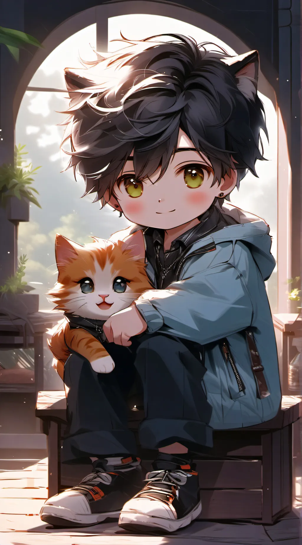 ai character: Baby cat boy background