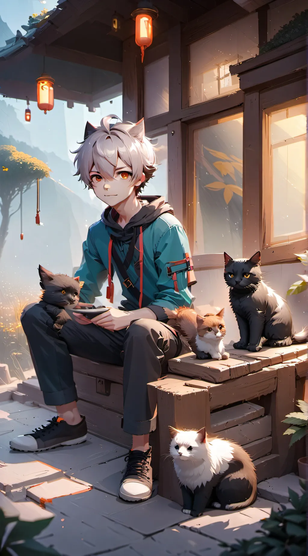 ai character: cat boy background