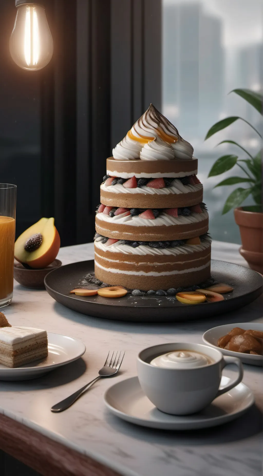 ai character: dessert background