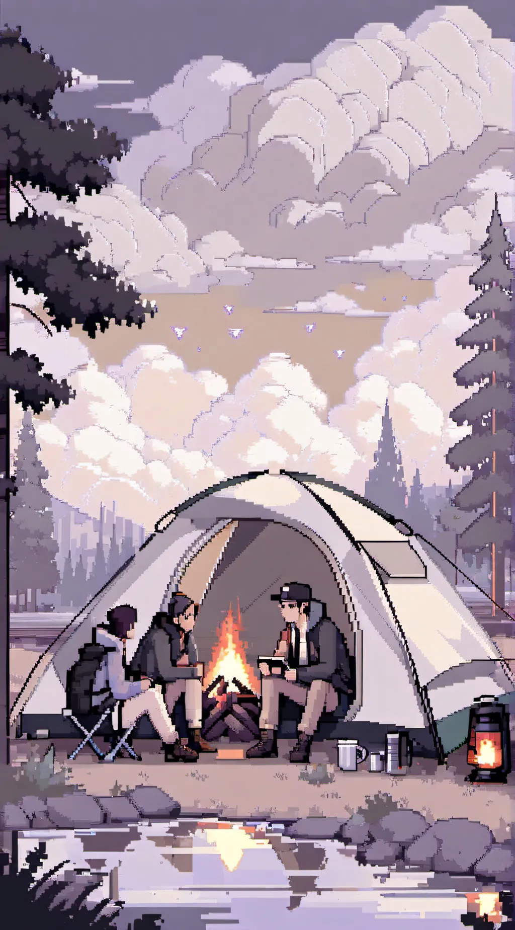 ai character: FPE GOES CAMPIN🤩 background