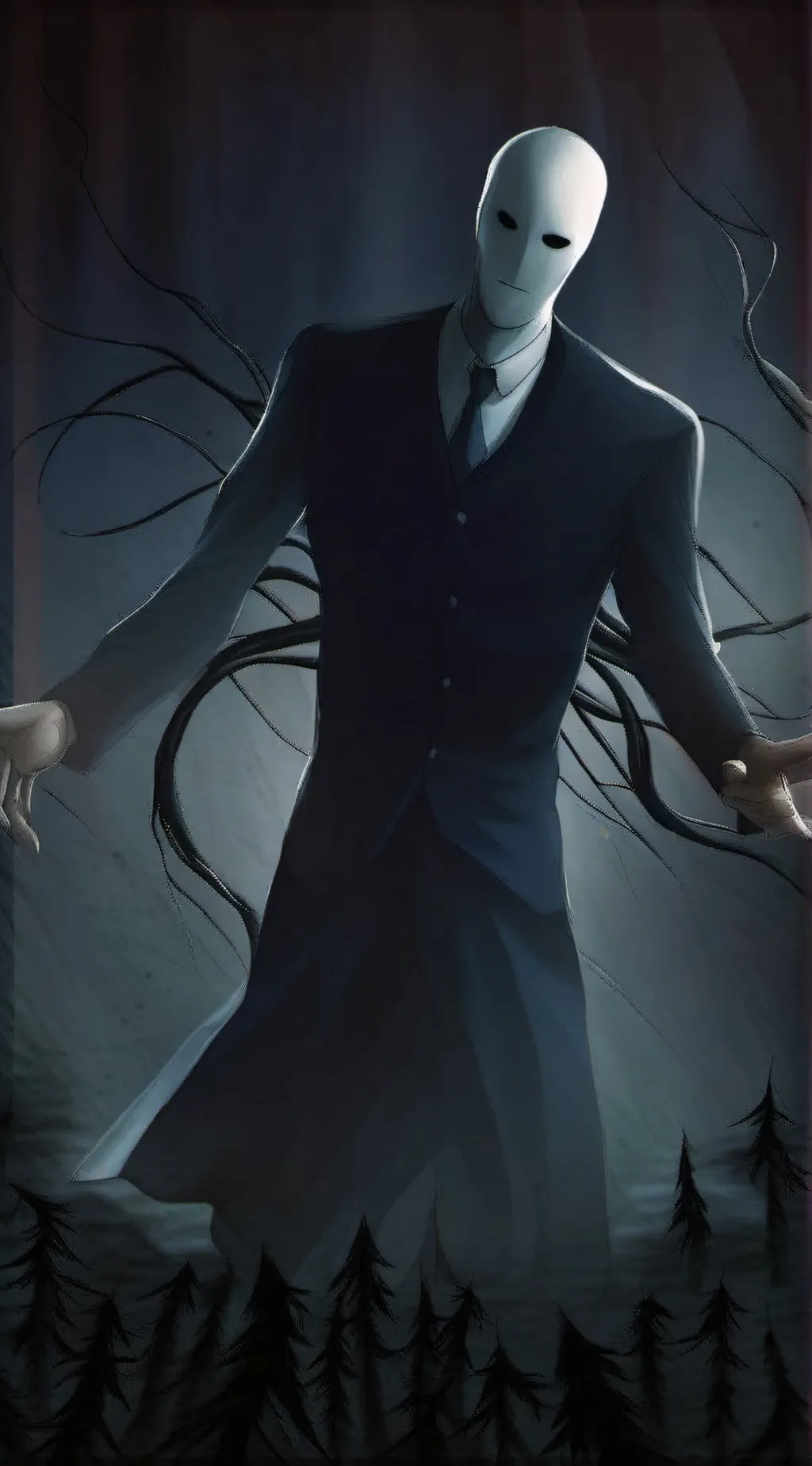 ai character: Slender man  background