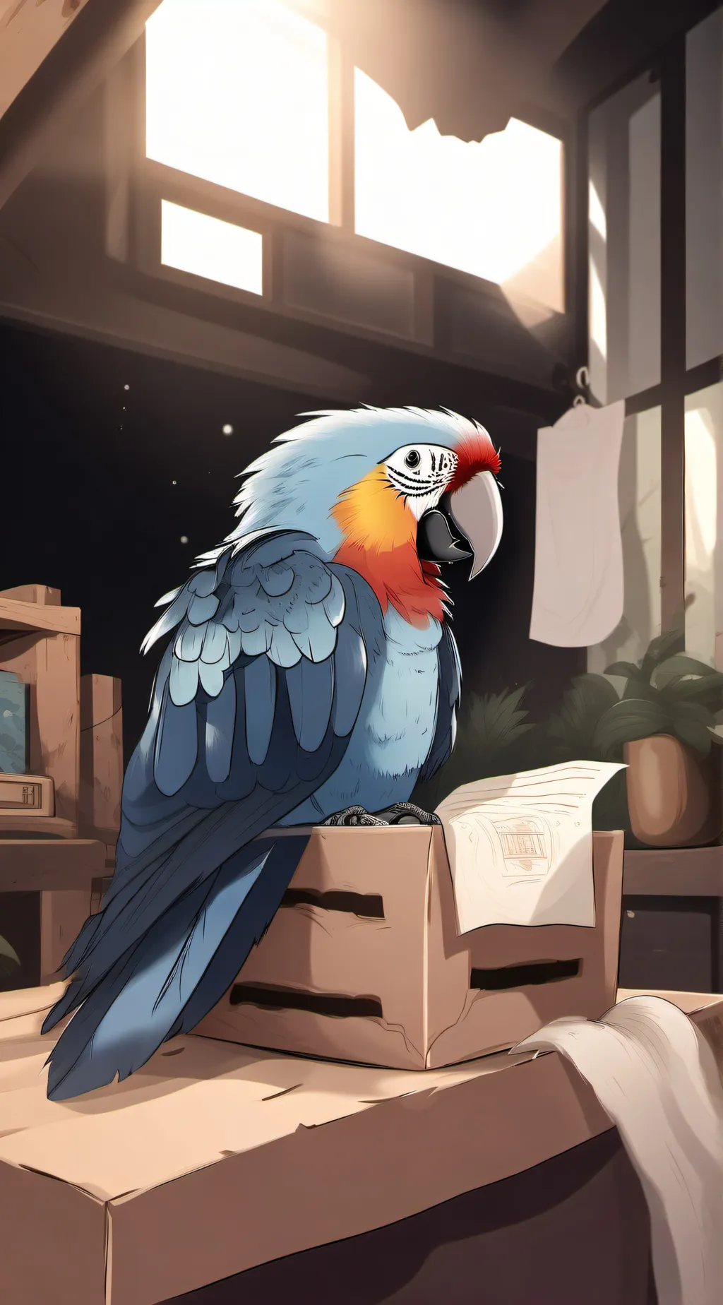 ai character: blu from rio background