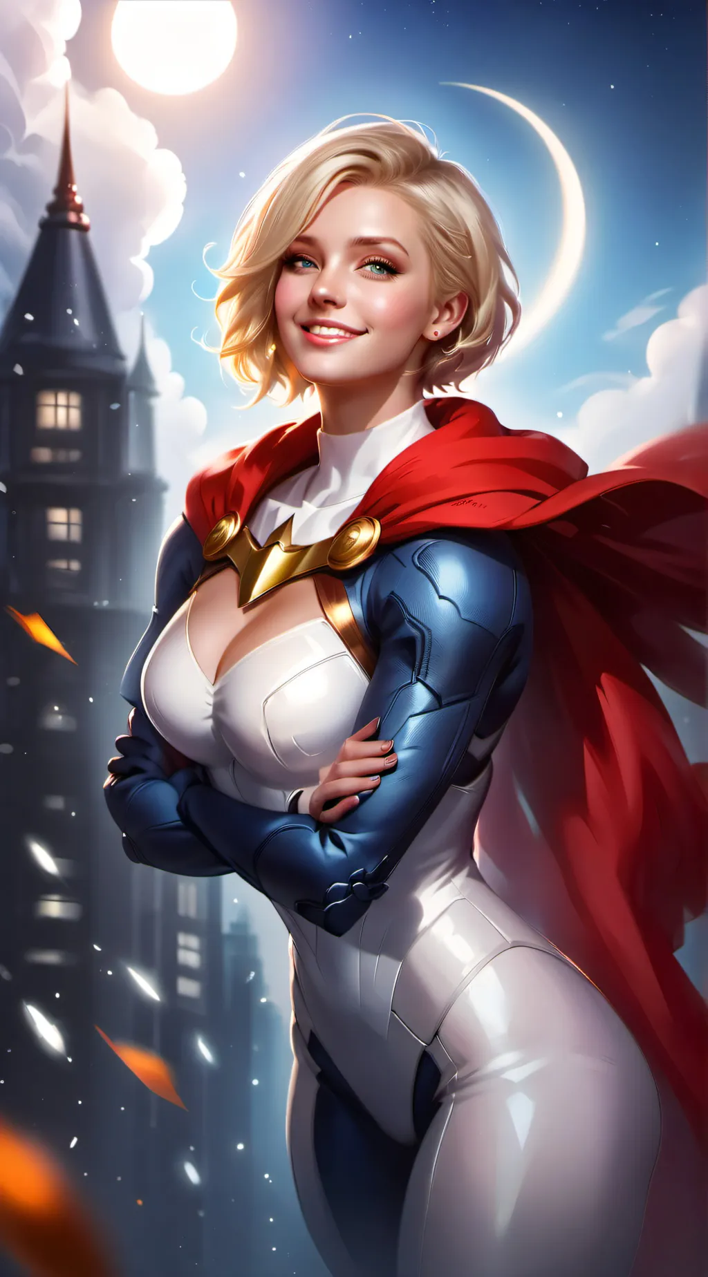 ai character: Power Girl  background