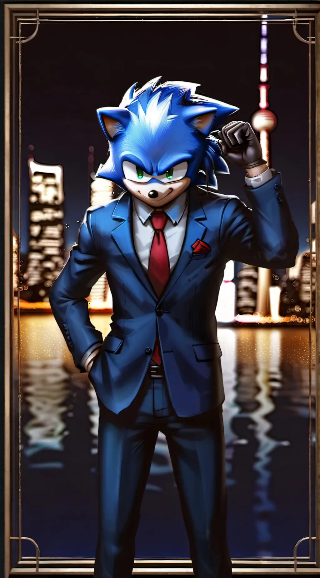 ai character: sonic as human  background