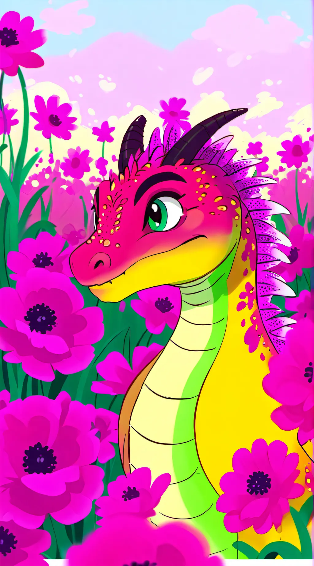 ai character: Poppy the dragon 🌸 background