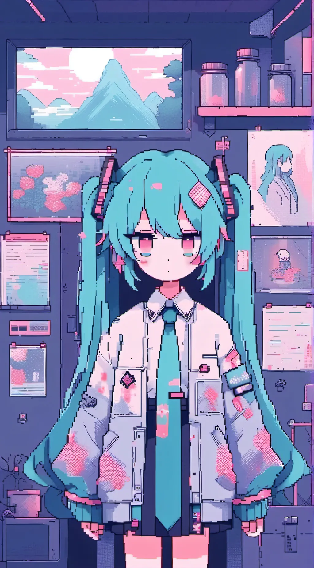 ai character: Miku (but insane) background