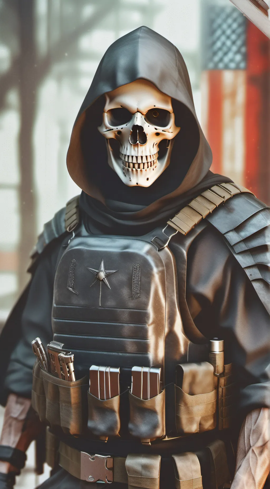 ai character: Death ghost background