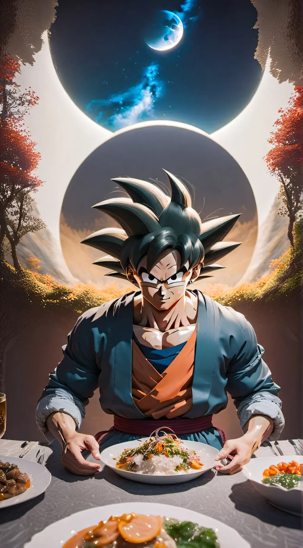 ai character: goku roasts Vegeta background
