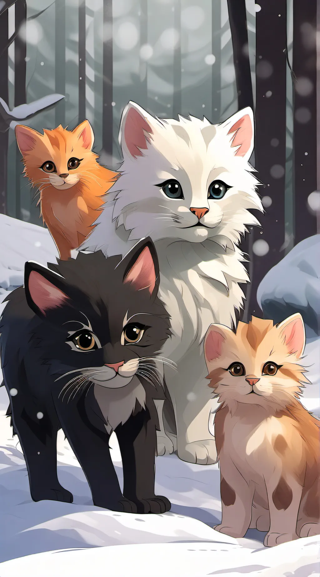ai character: mama cat n babys background