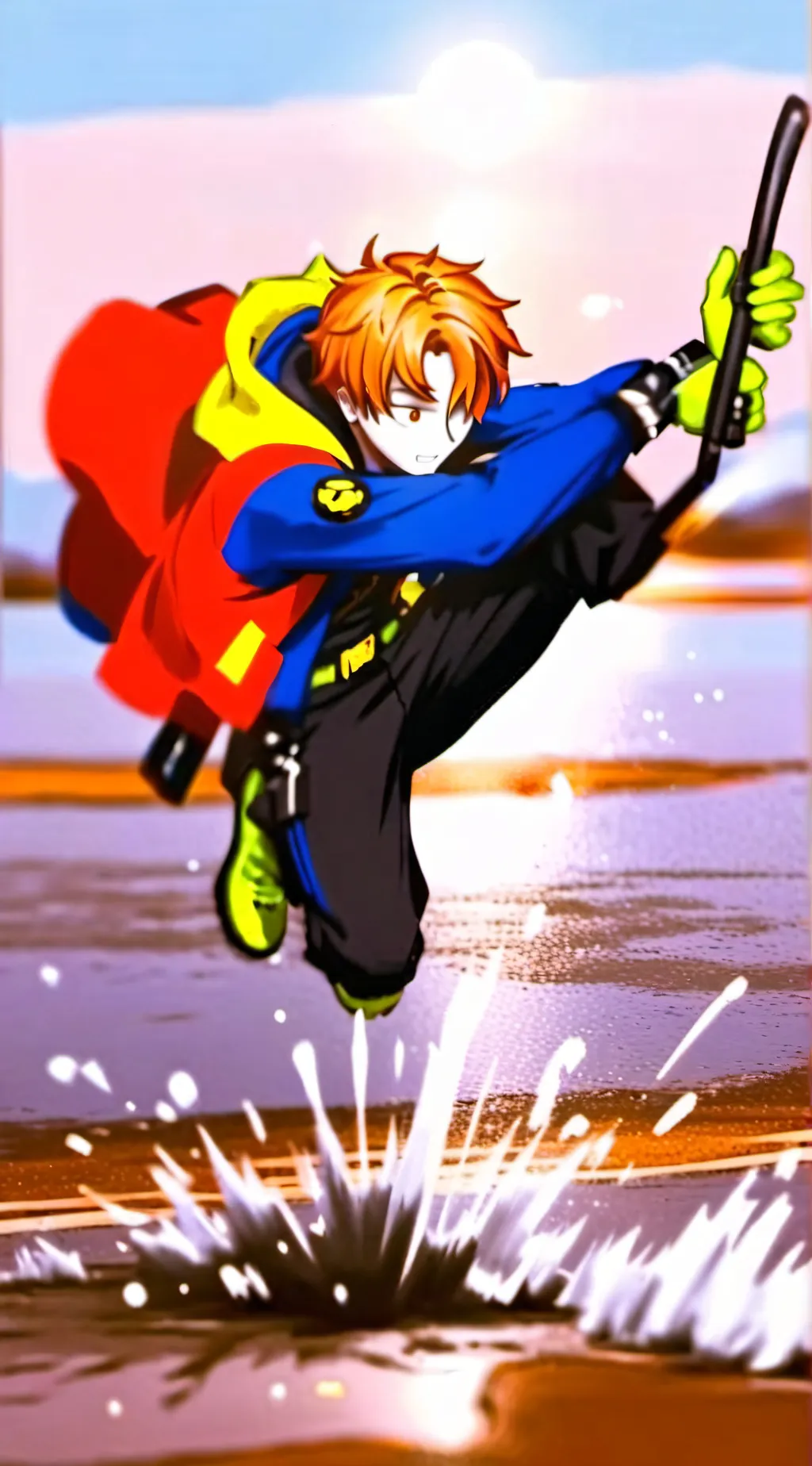 ai character: karate bacon hair background