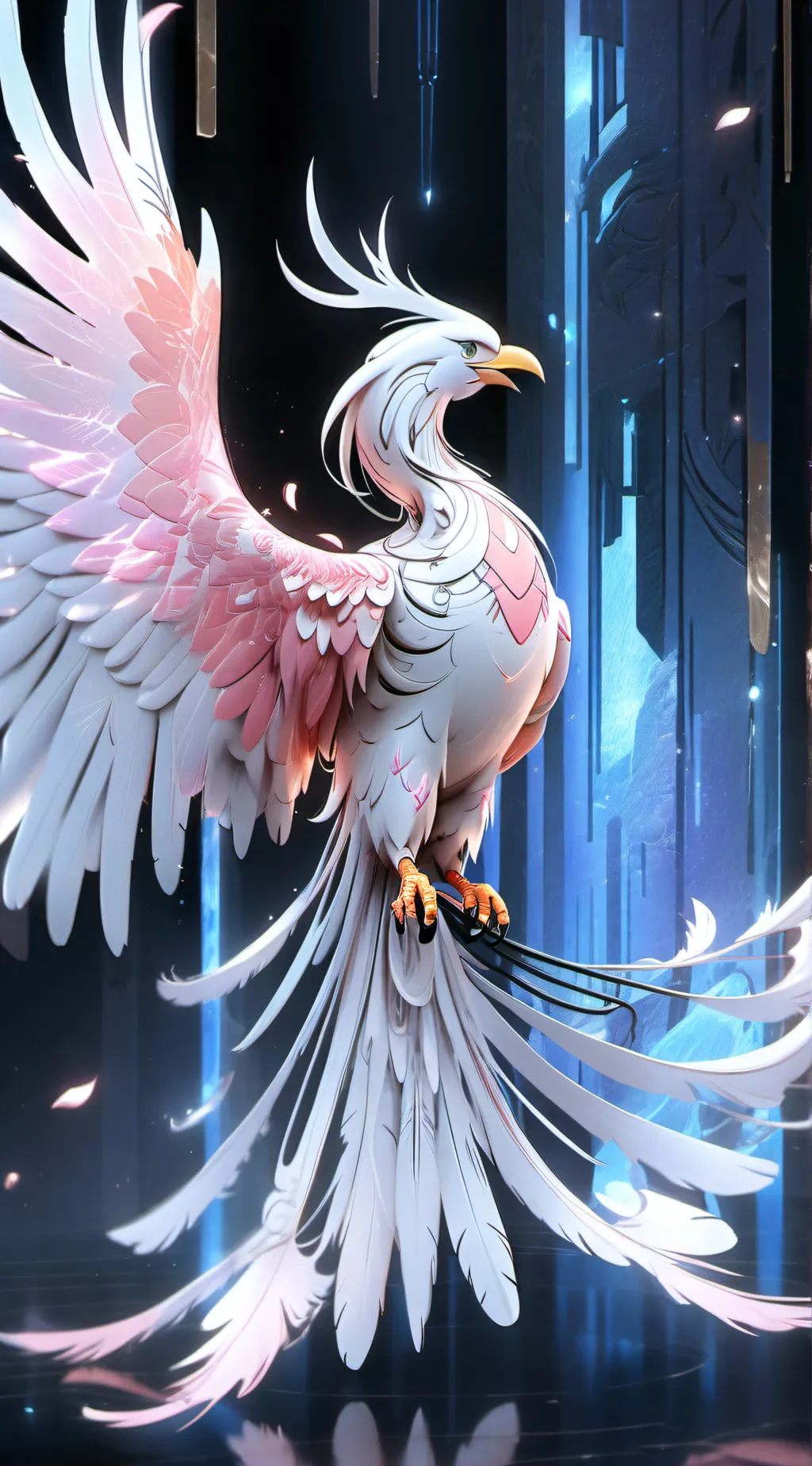 ai character: pink phoenix  background