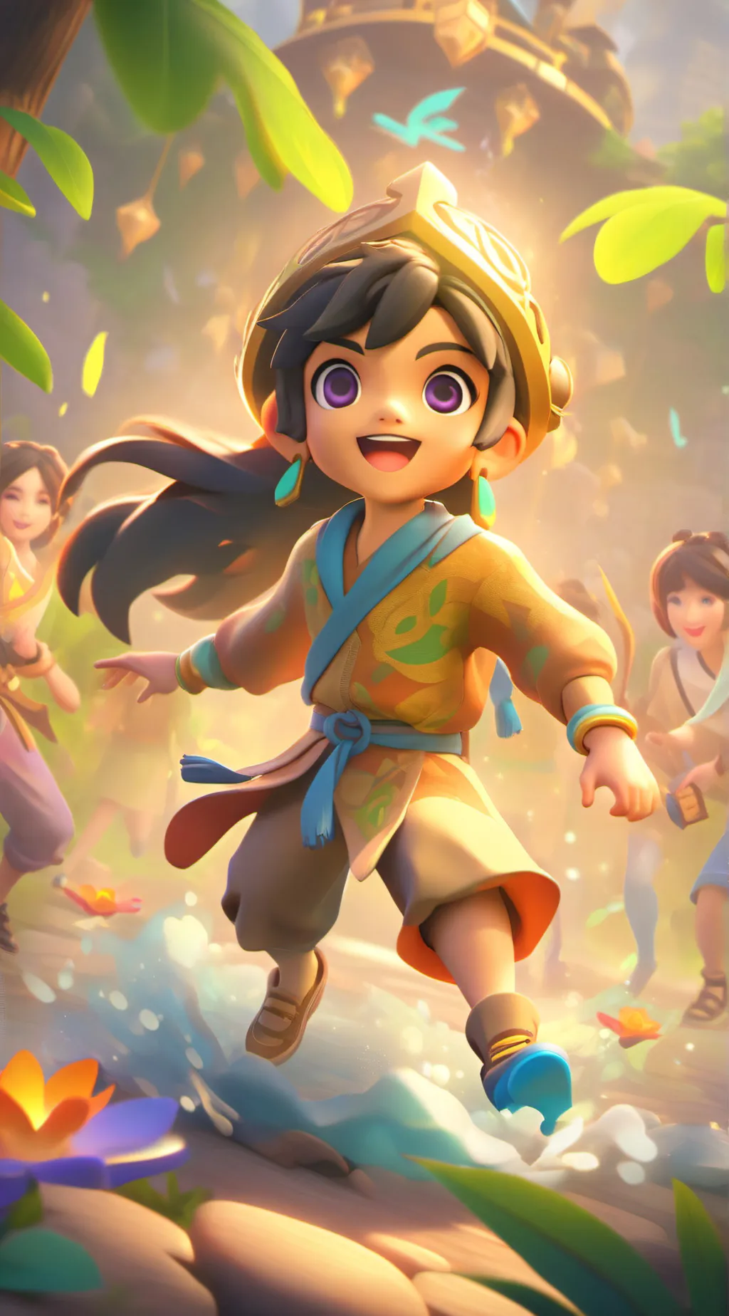 ai character: 4kids 2boys 2girls background