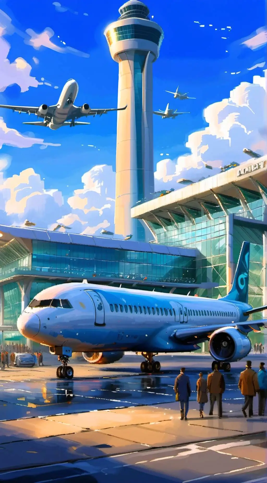 ai character: Casual Airport background