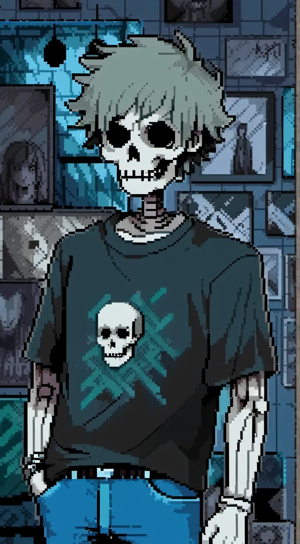 ai character: skeletom background