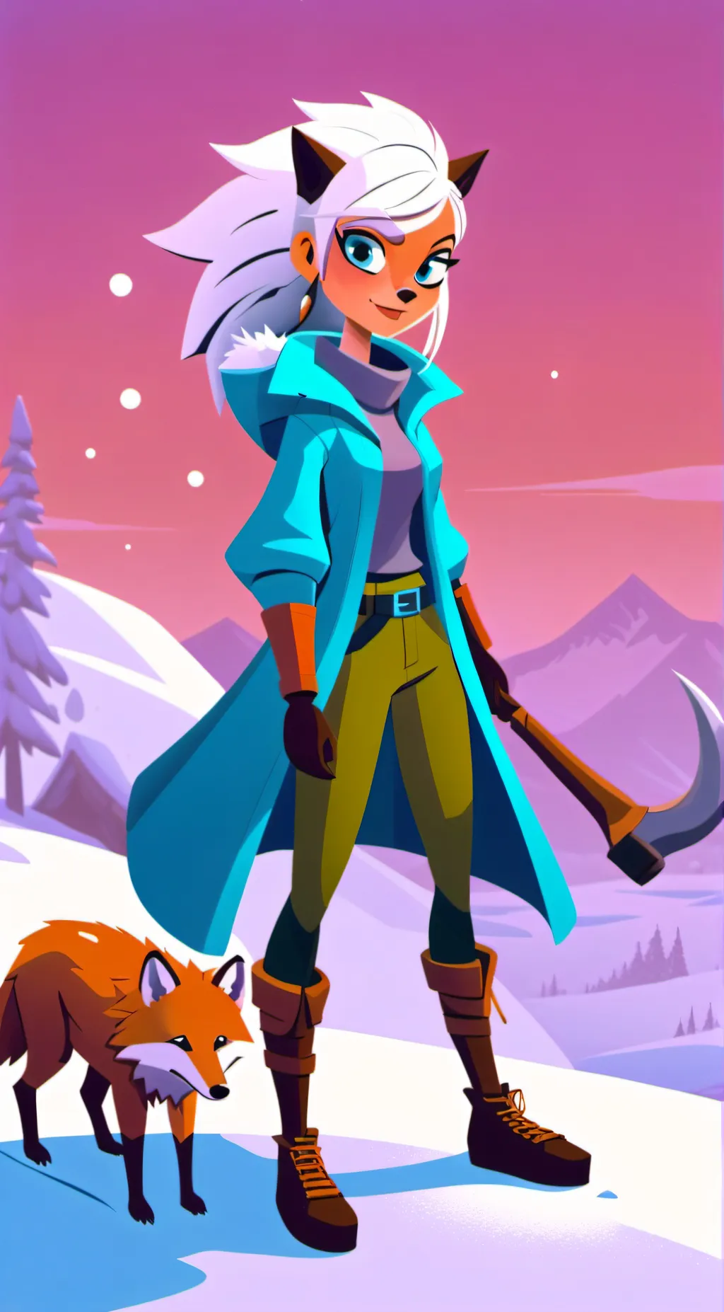 ai character: Diva Snow Lander  background