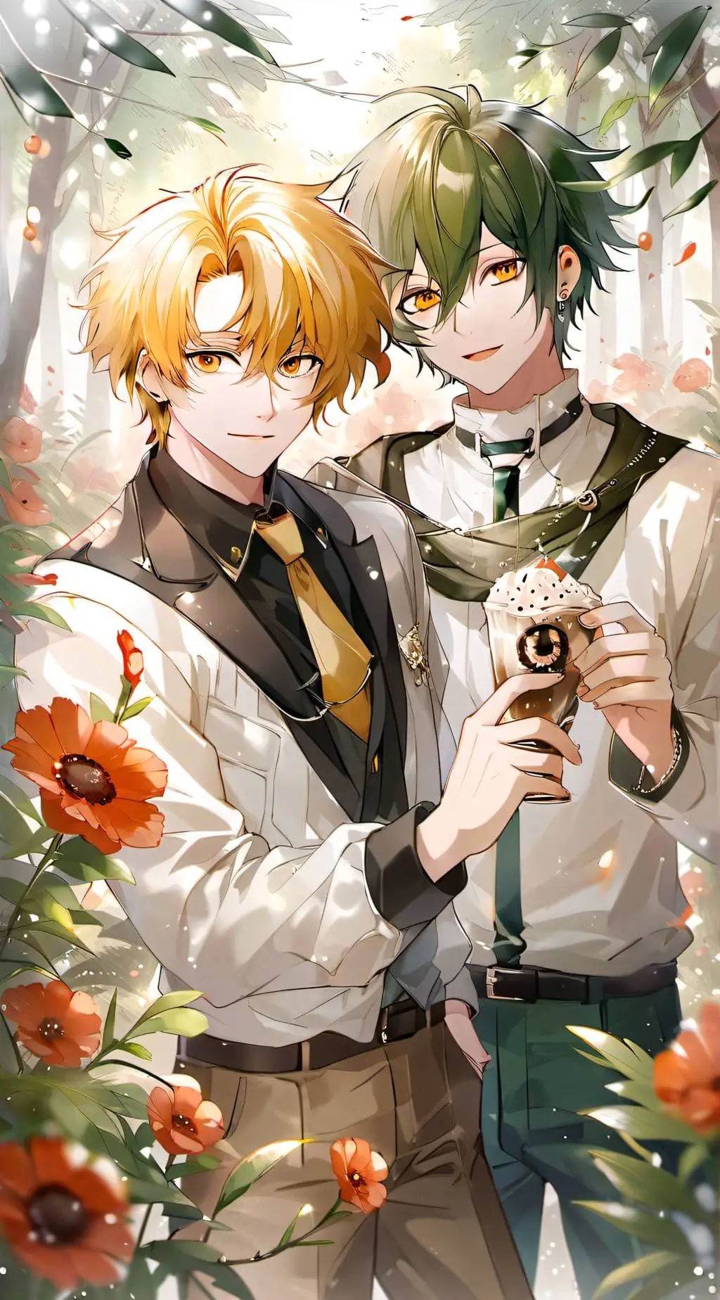 ai character: Bakugo and deku background