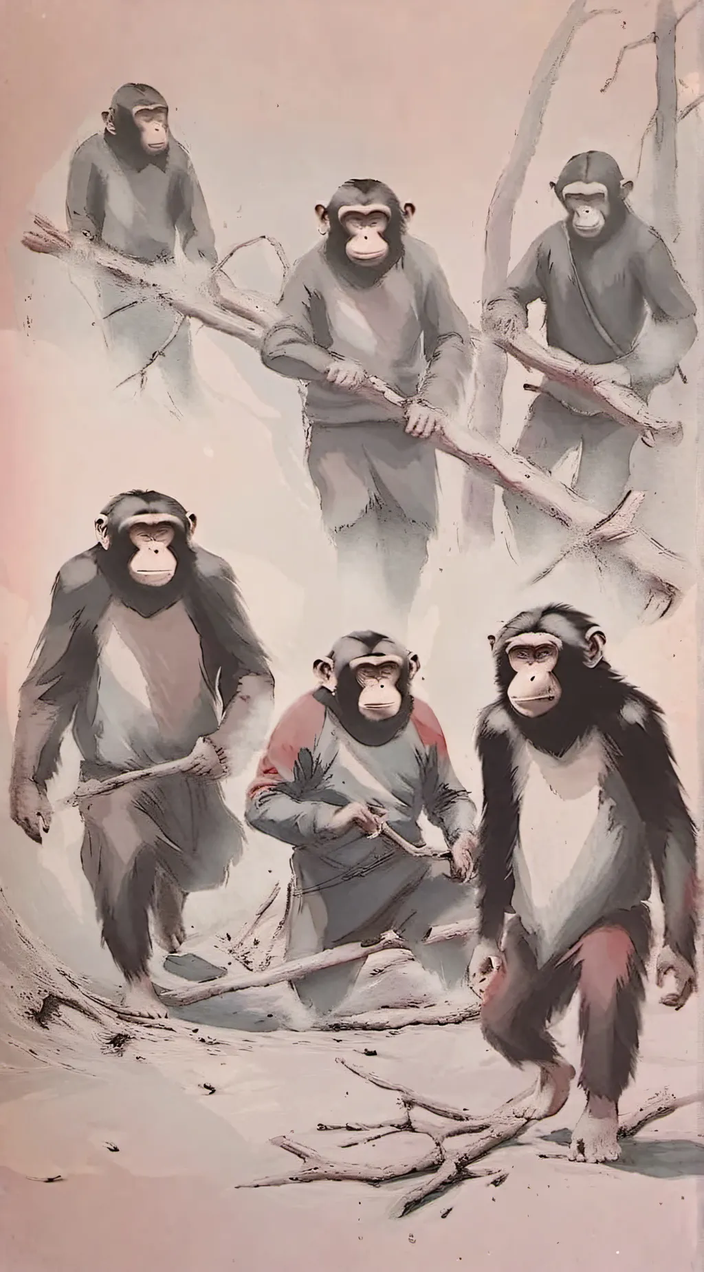 ai character: Monkey group  background