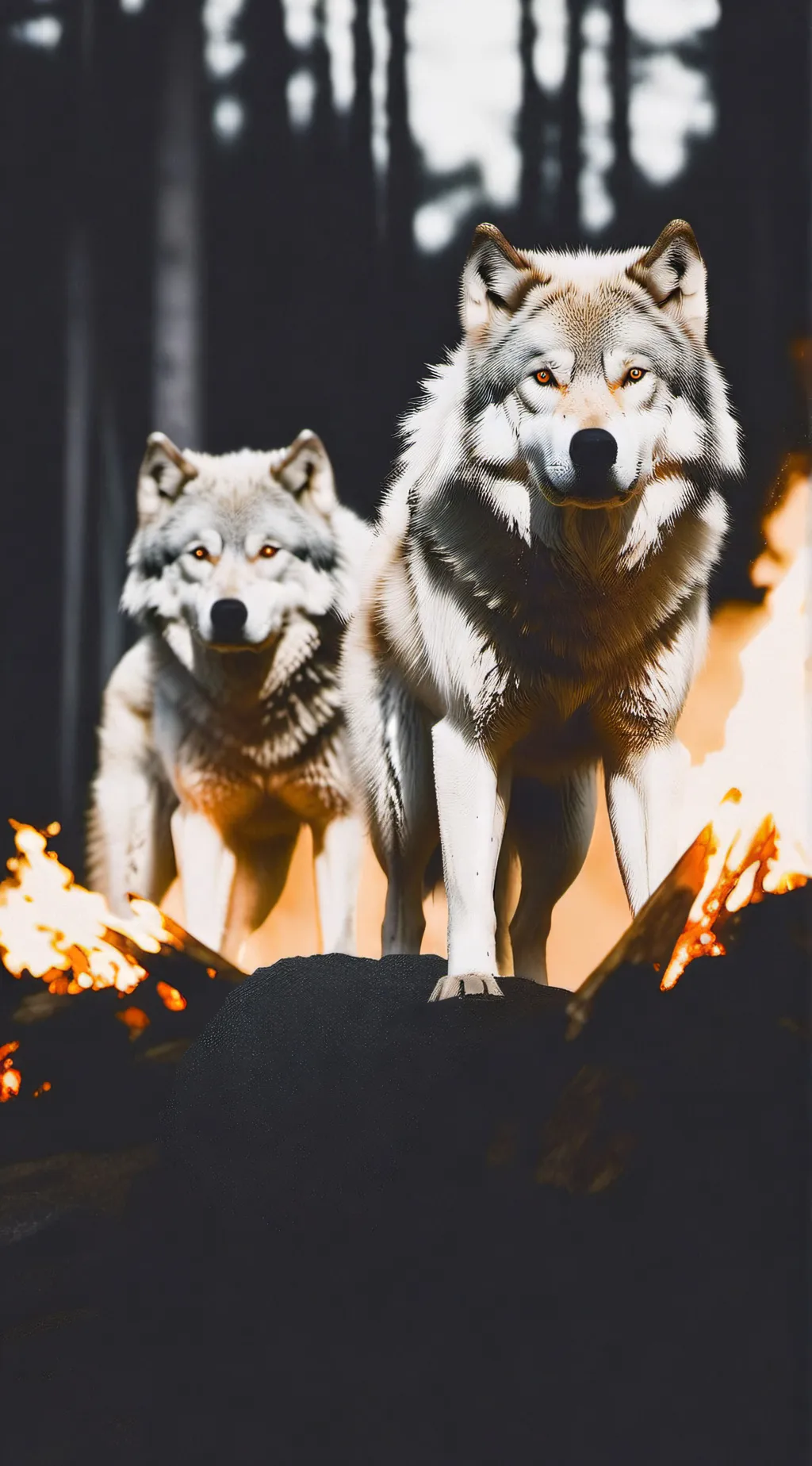 ai character: fire wolf pack background