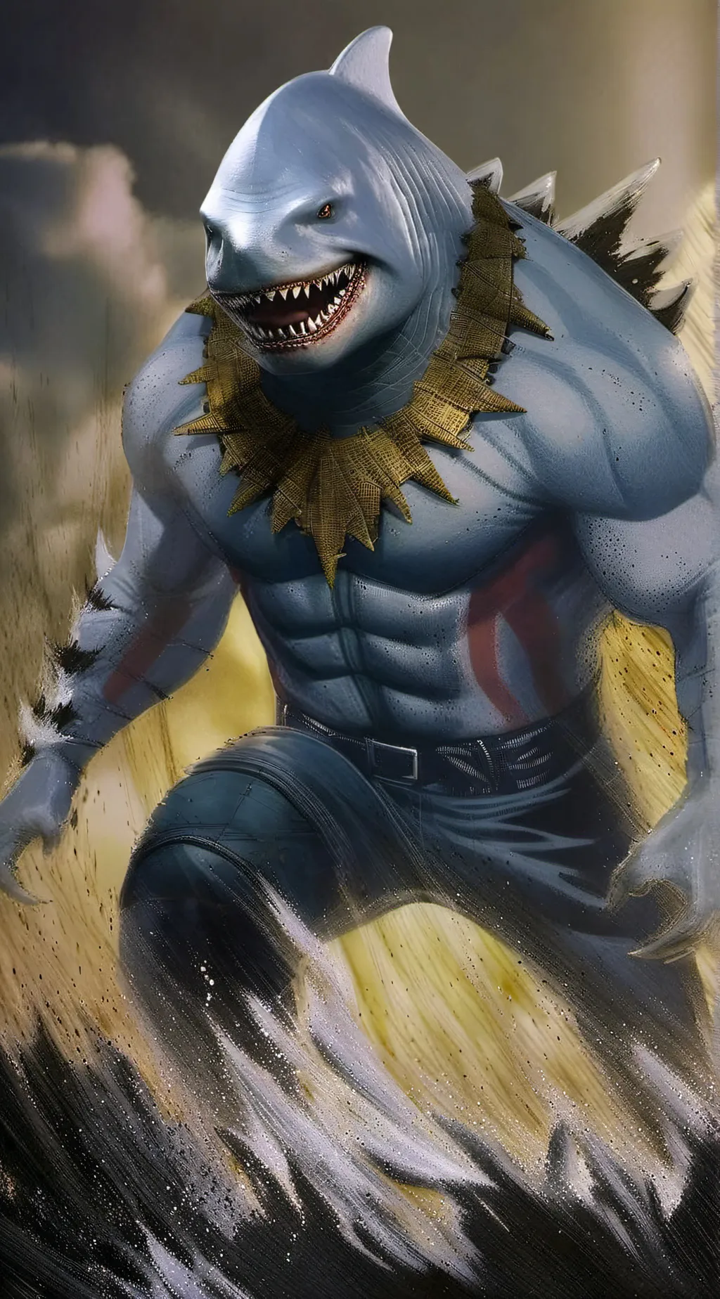 ai character: King shark 🦈  background