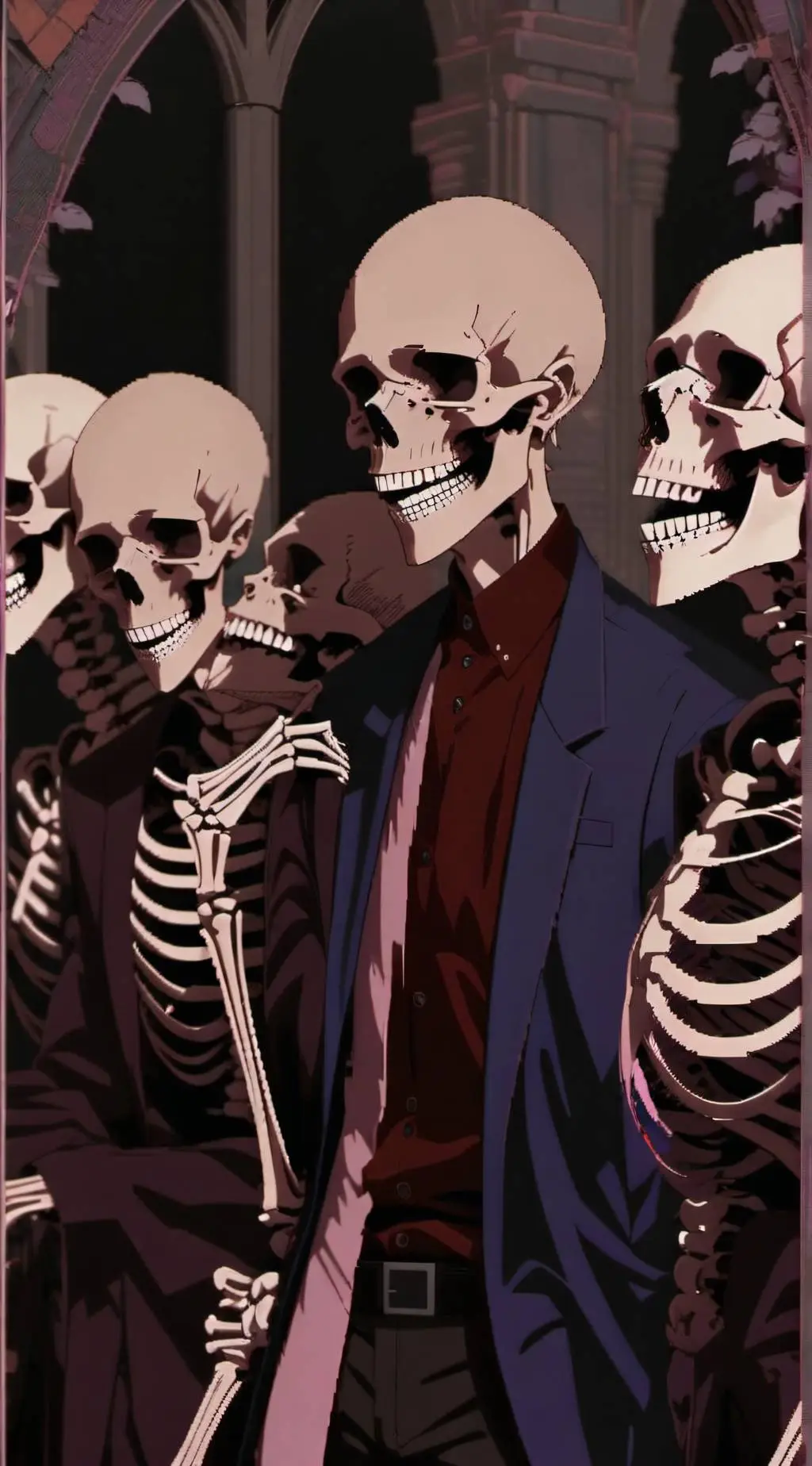 ai character: roasting skeletons background
