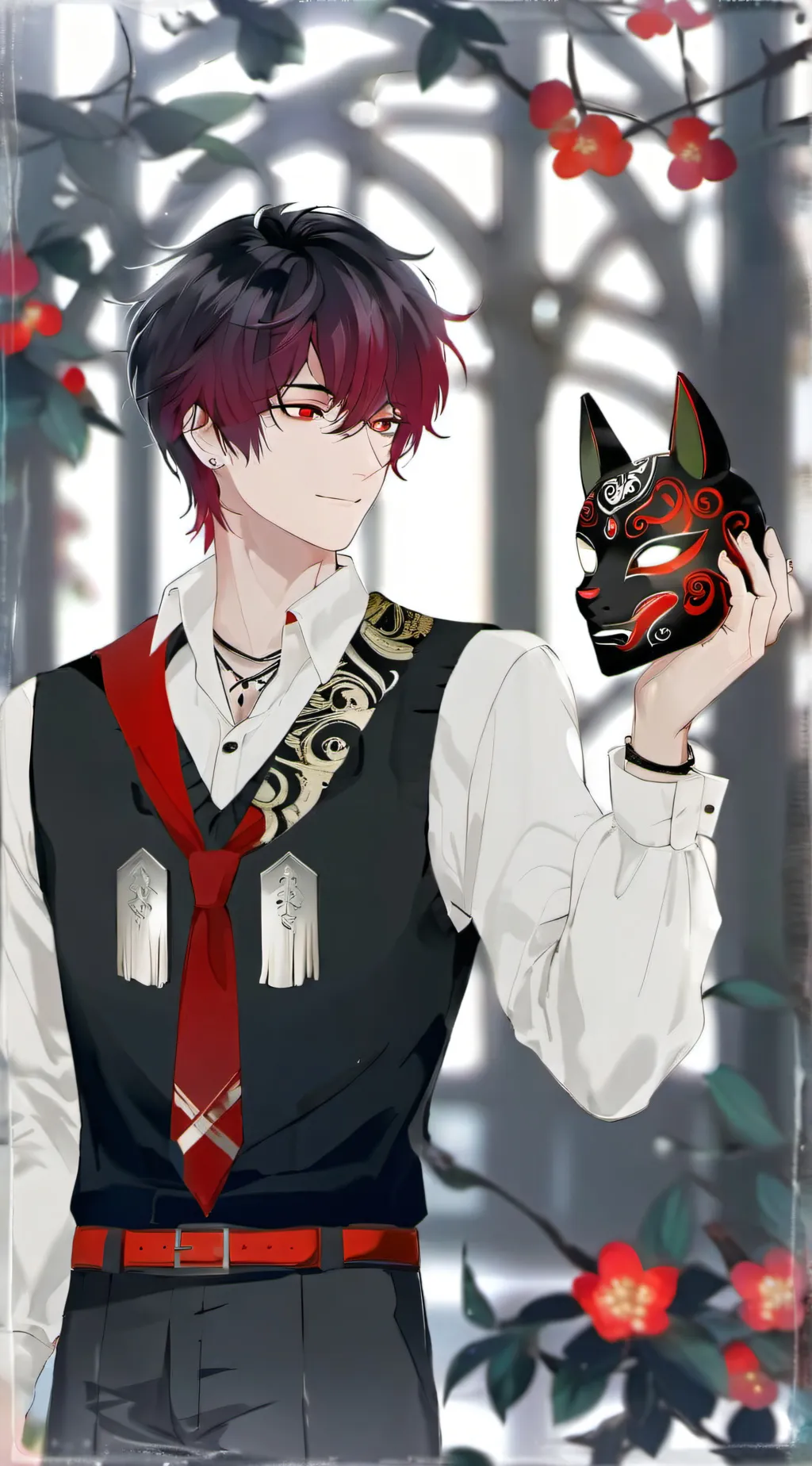 ai character: crimson background
