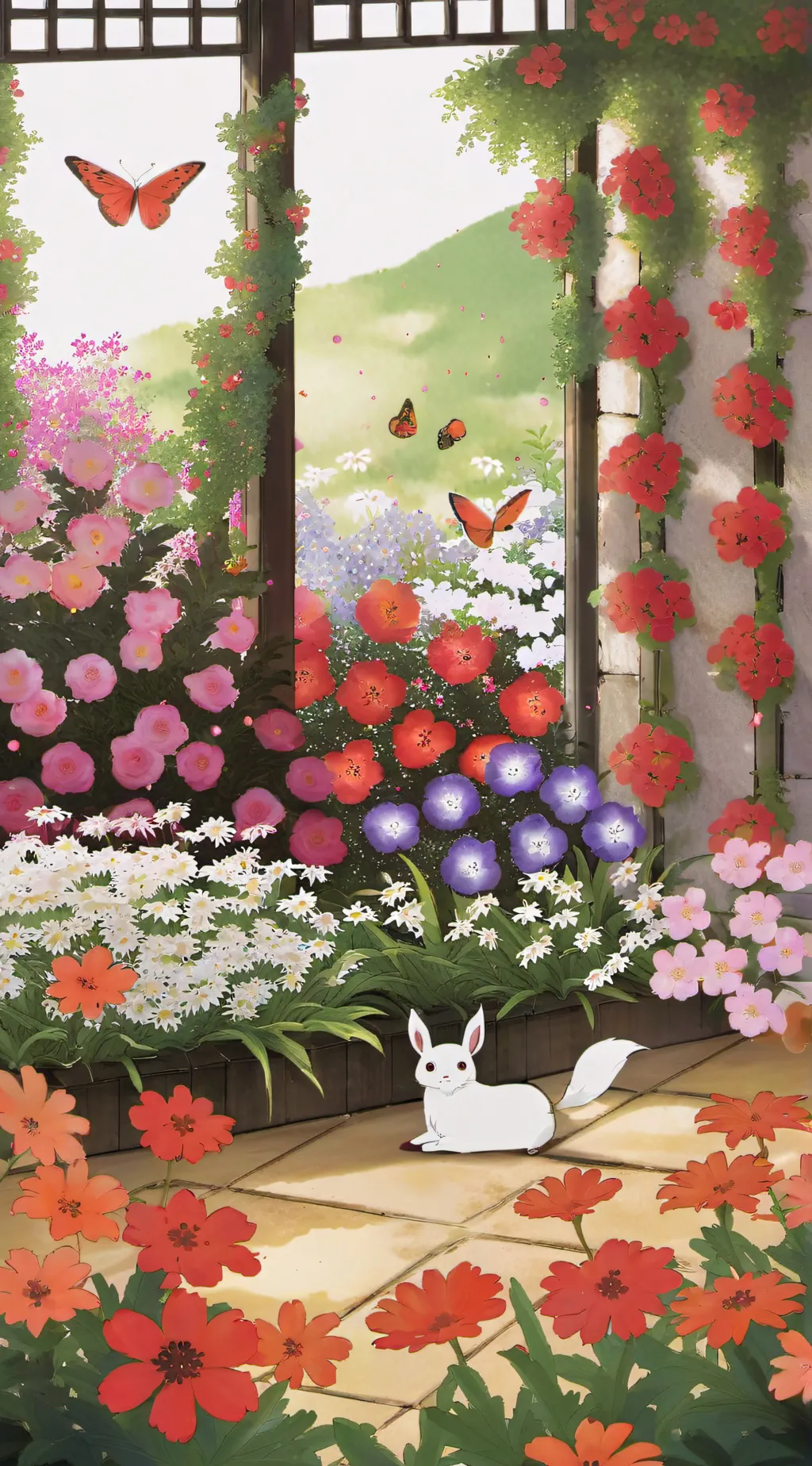ai character: Garden background