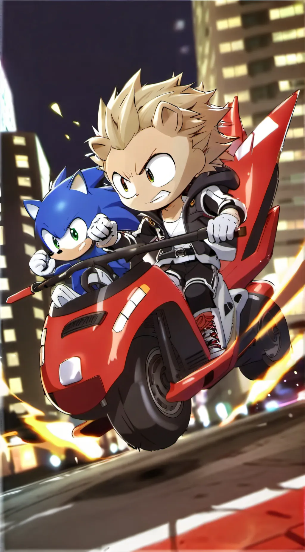 ai character: SONIC  MANGA background