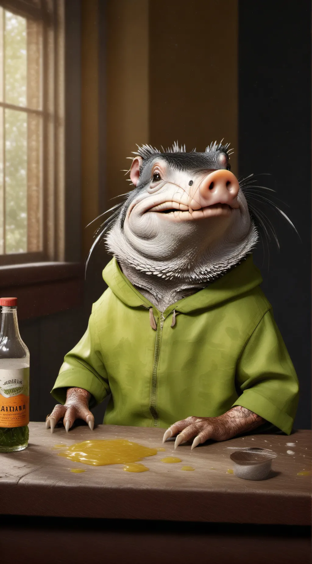 ai character: ardvark car barf background